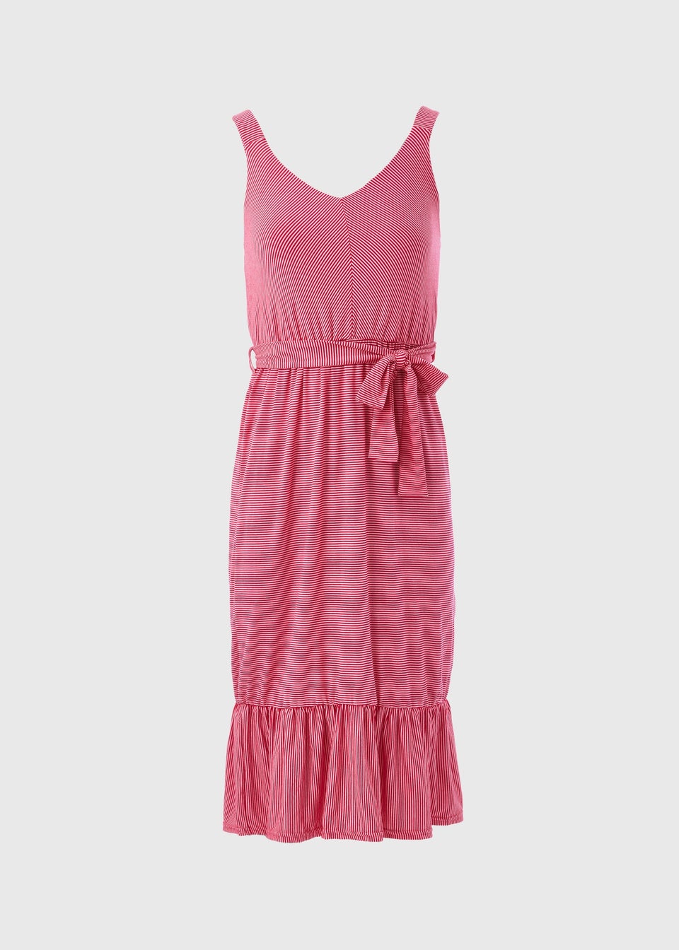Red Stripe Belted Jersey Dress