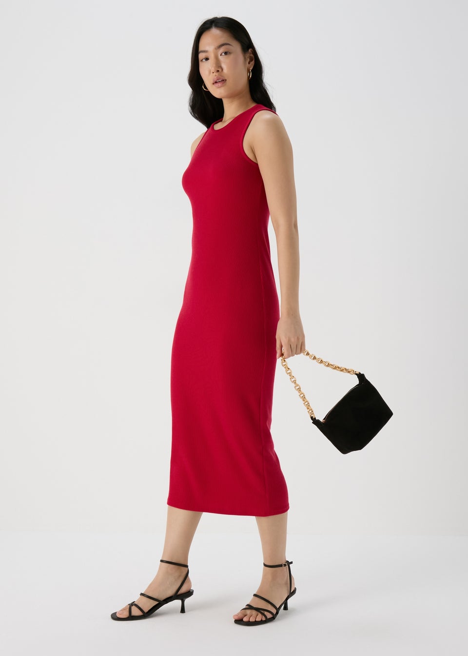 Red Sleeveless Ribbed Dress