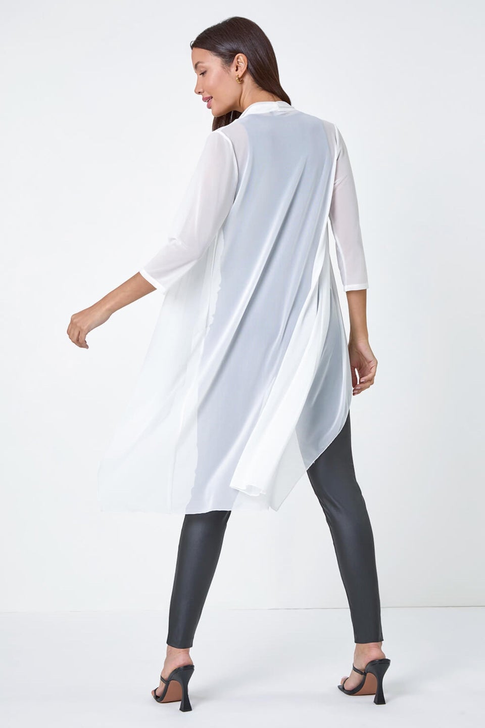 Roman Ivory Mesh Longline Kimono