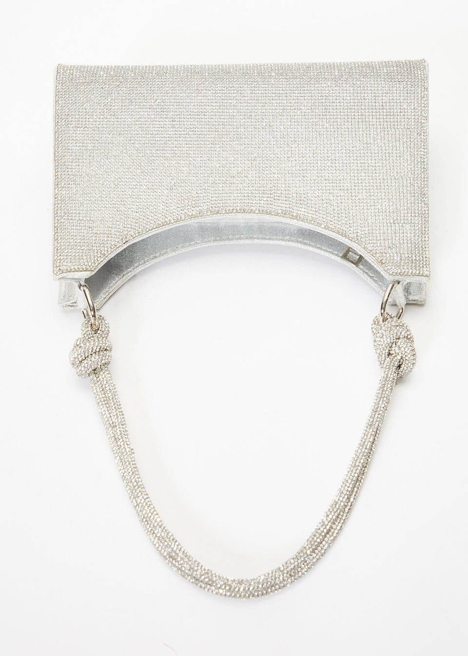 Quiz Silver Diamante Knot Shoulder Bag