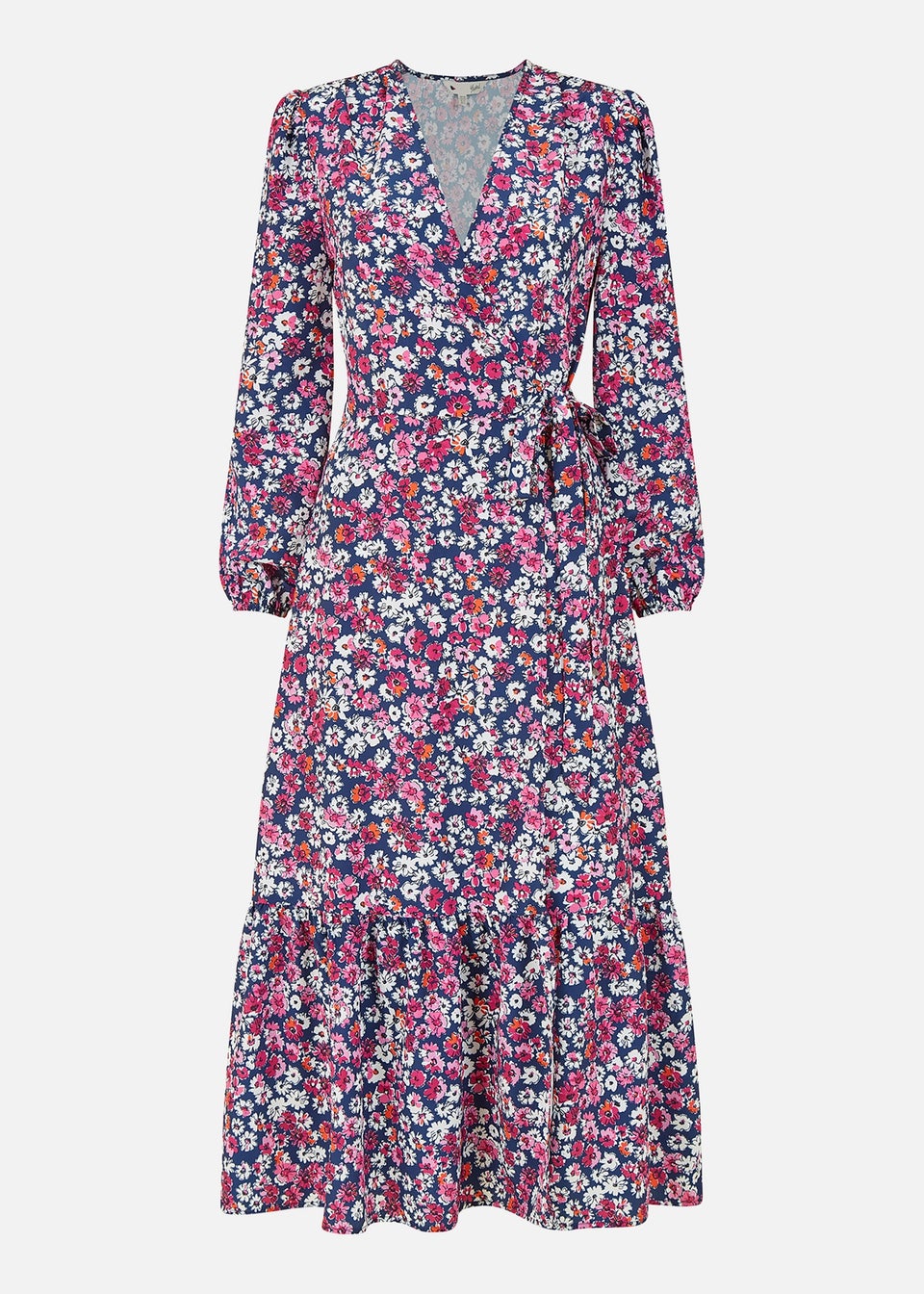 Yumi Pink Daisy Print Wrap Midi Dress