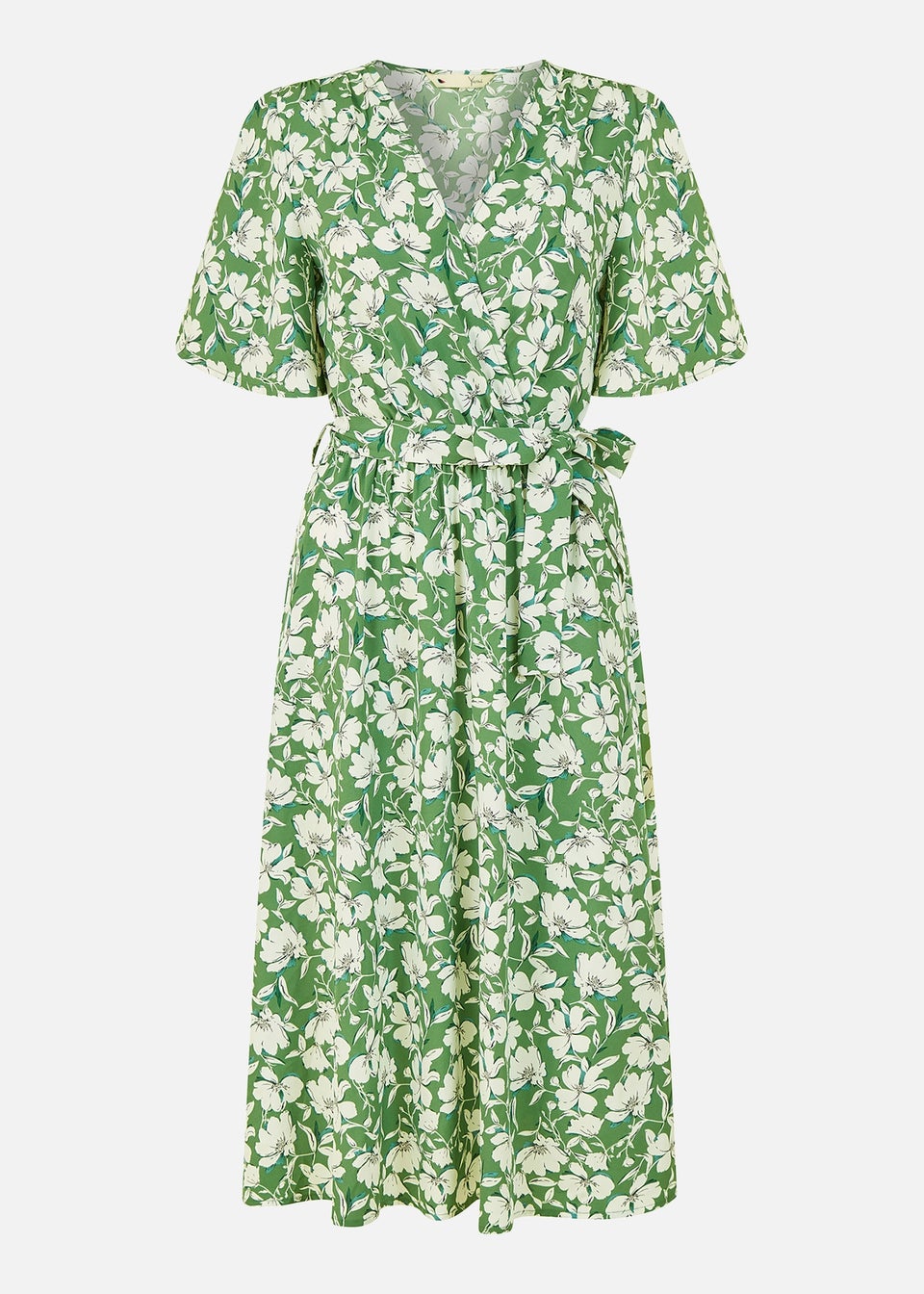 Yumi Green Floral Wrap Midi Dress - Matalan