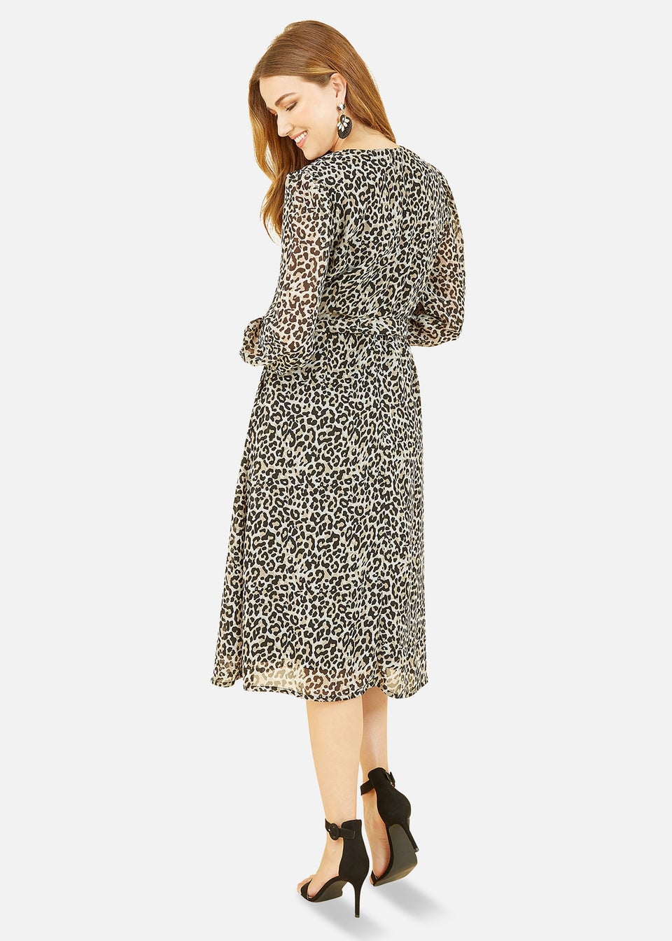 Yumi Black Leopard Long Sleeve Skater Dress