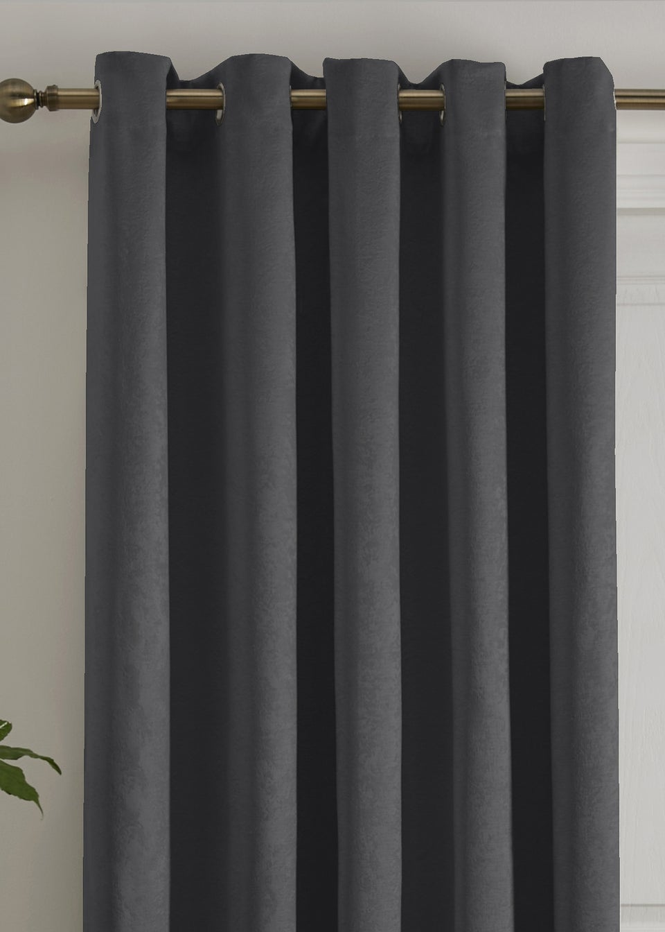 Fusion Strata Dimout Grey Eyelet Single Panel Door Curtain