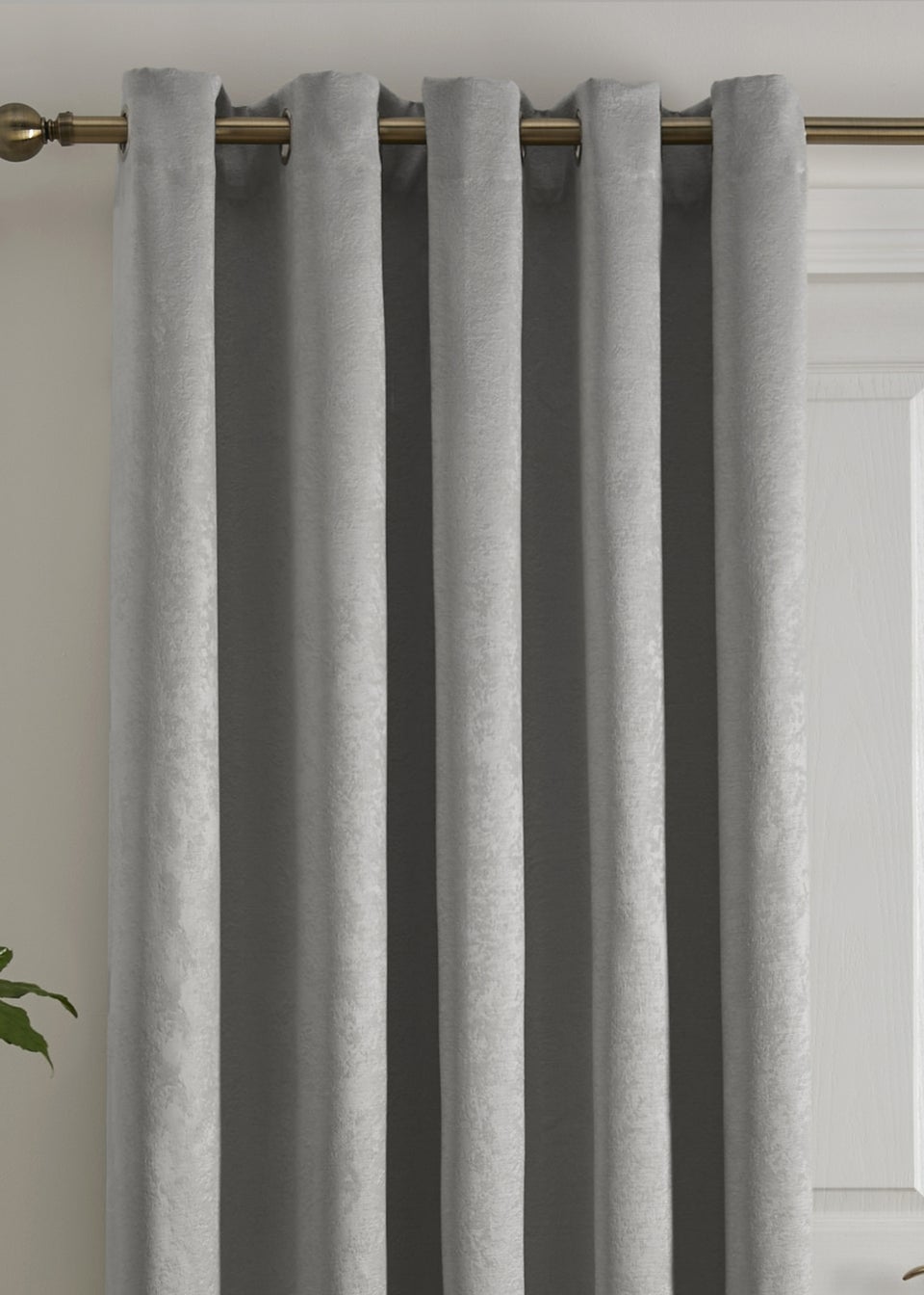 Fusion Strata Dimout Silver Eyelet Single Panel Door Curtain