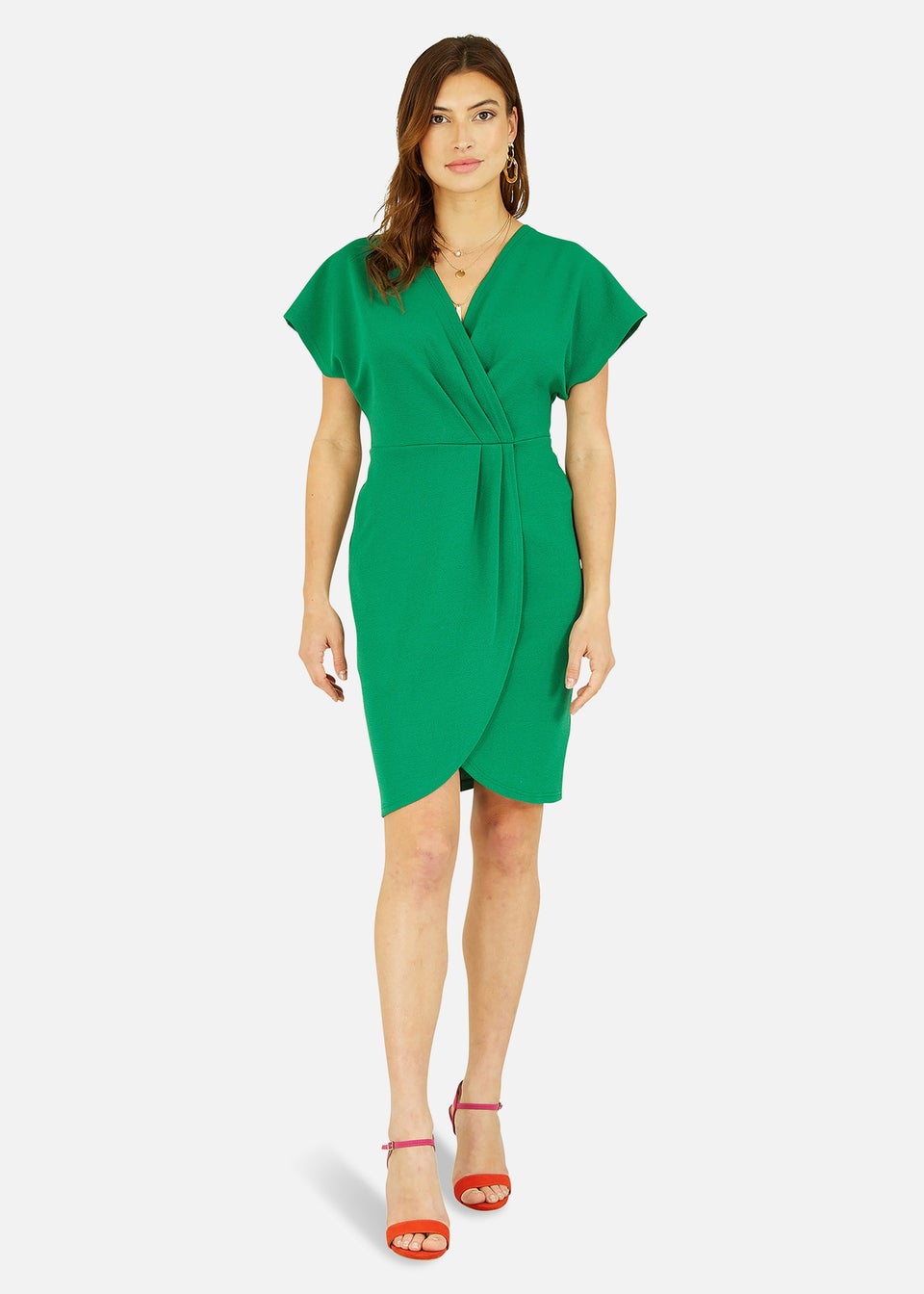Mela Green Wrap Front Dress