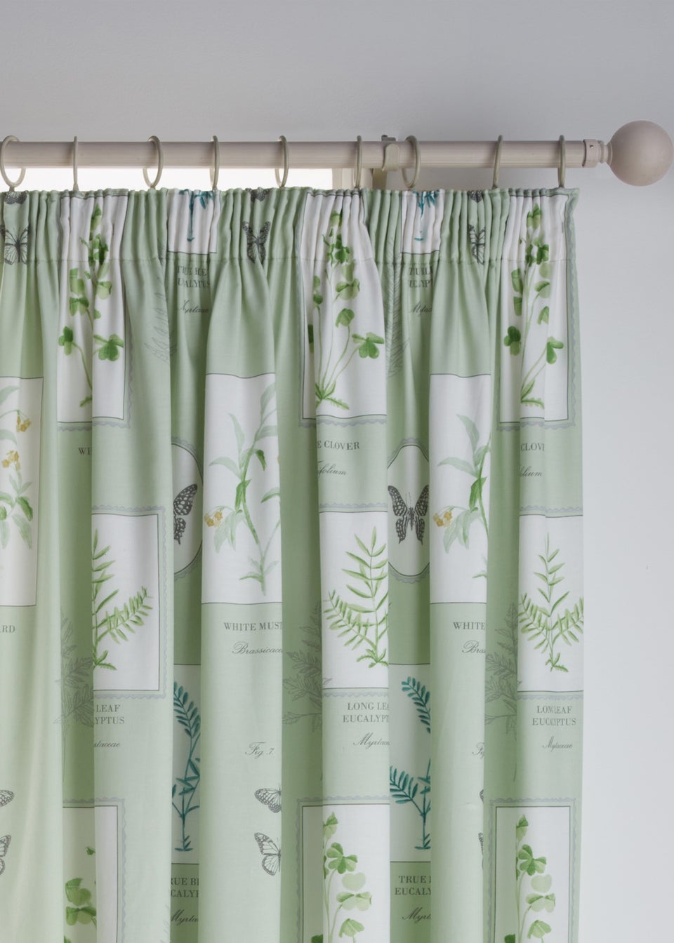 Dreams & Drapes Design Floral Garden Green Pencil Pleat Curtains With Tie-Backs