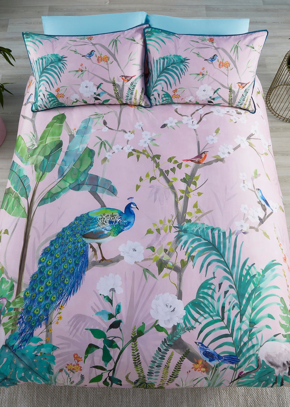Soiree Pink Peacock Jungle Duvet Cover