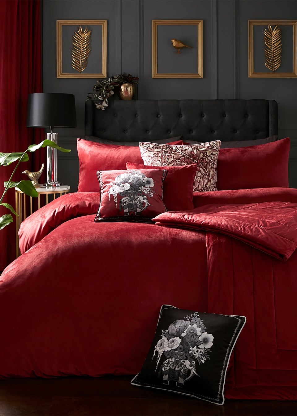 Laurence Llewelyn-Bowen Chic Velvet Red Bedspread