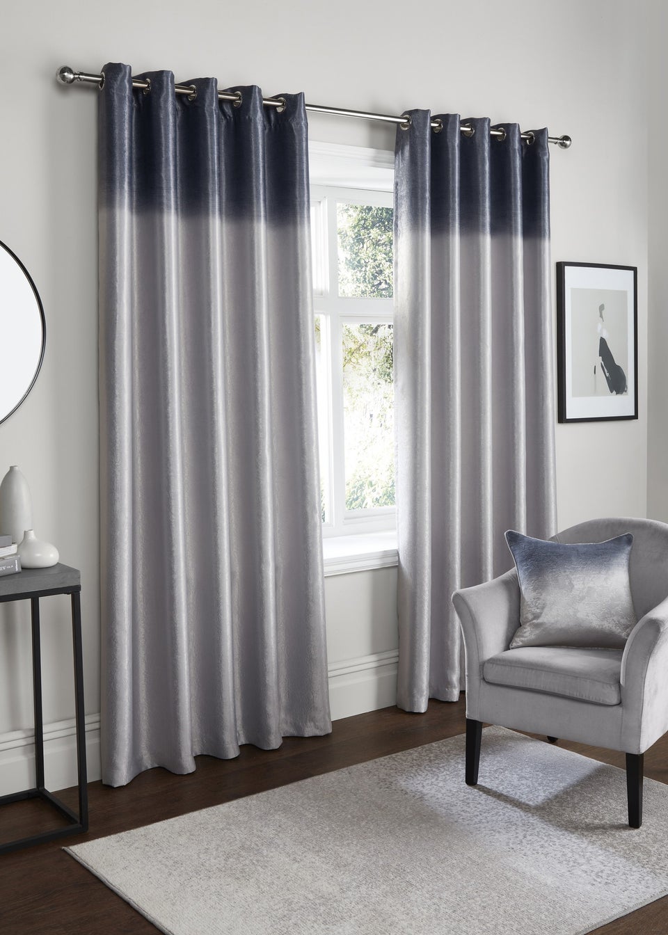 Fusion Ombre Strata Grey Eyelet Curtains