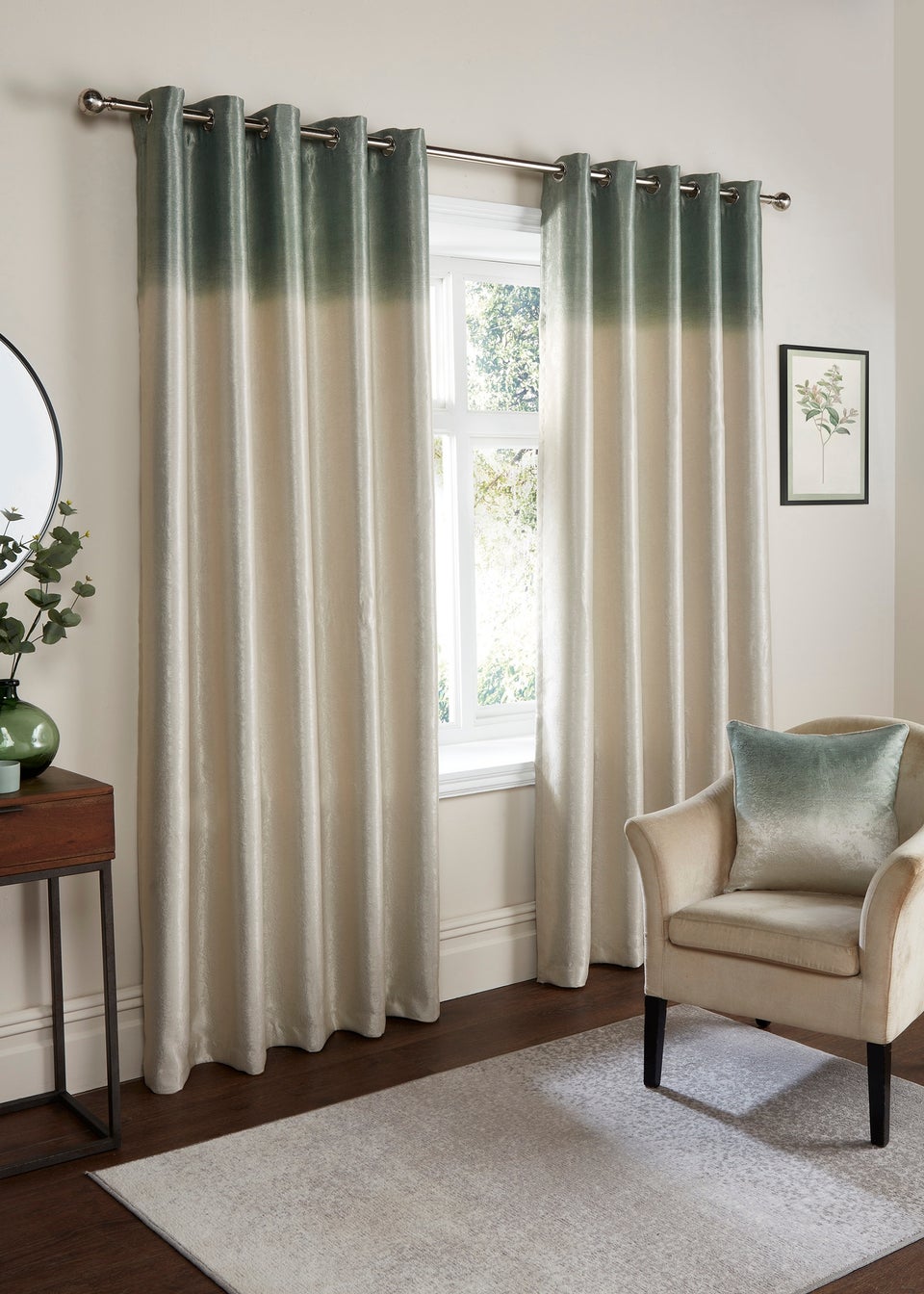 Fusion Ombre Strata Green Eyelet Curtains