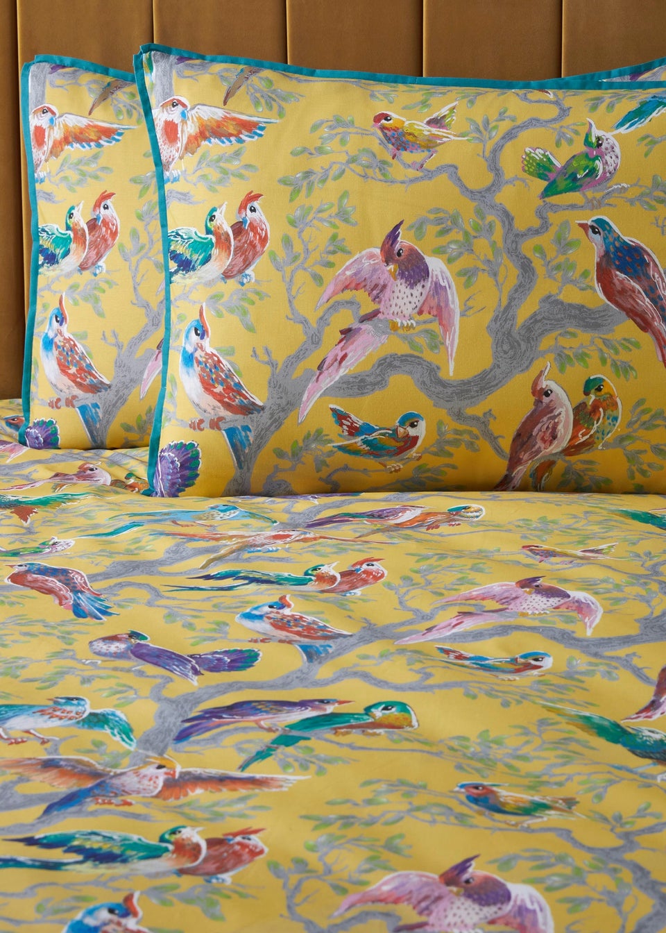 Laurence Llewelyn-Bowen Birdity Absurdity Sateen Yellow Duvet Cover Set