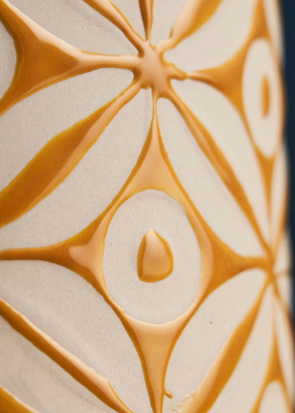 BHS Small Patterned Ceramic Vase Ochre