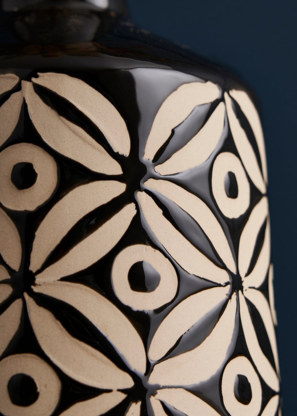 BHS Small Patterned Ceramic Vase Black