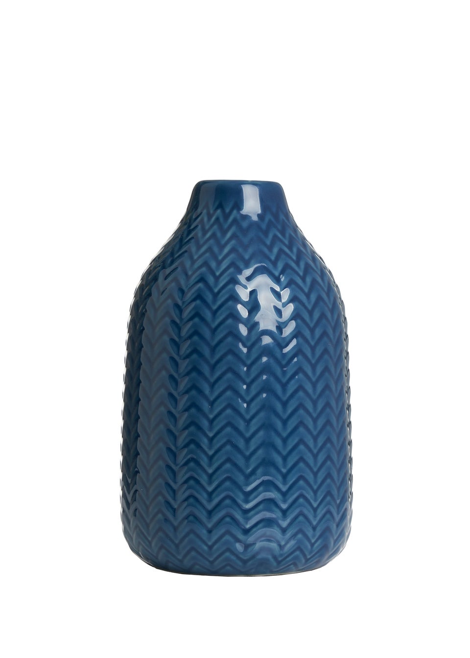 BHS Chevron Ceramic Vase  Blue
