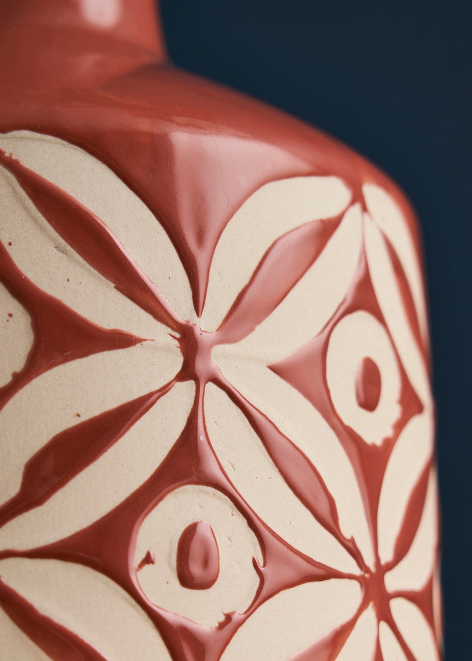 BHS Small Patterned Ceramic Vase Terracotta