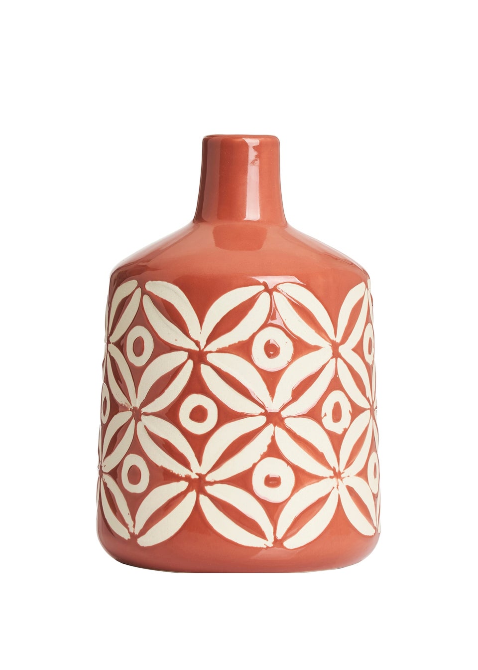 BHS Small Patterned Ceramic Vase Terracotta