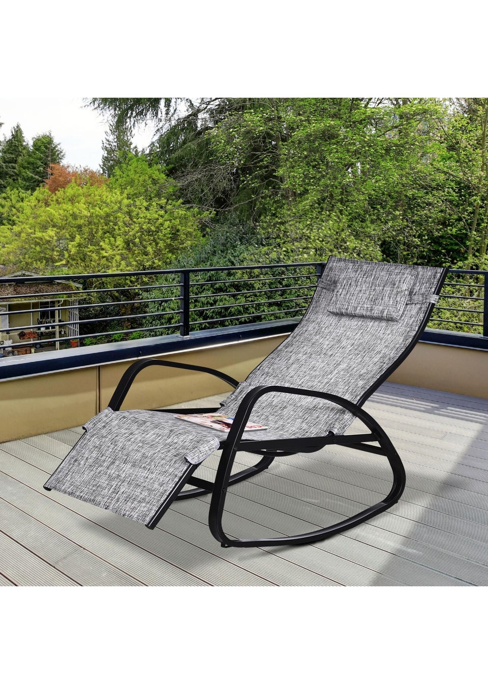 Outsunny Garden Rocking Chair - Grey