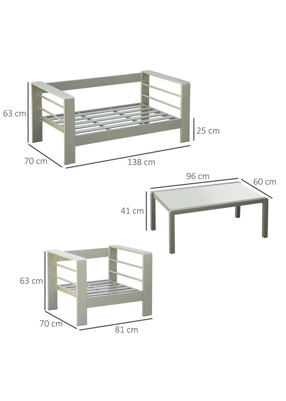 Outsunny 4 Pieces Outdoor Garden Furniture Set - Champagne Gold