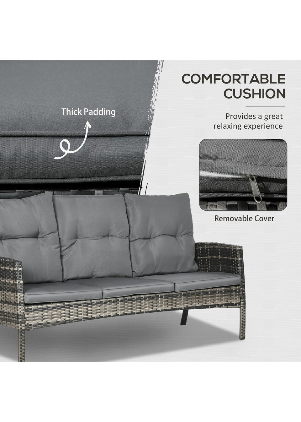 Outsunny 5 Seater Rattan Garden Furniture Set - Grey