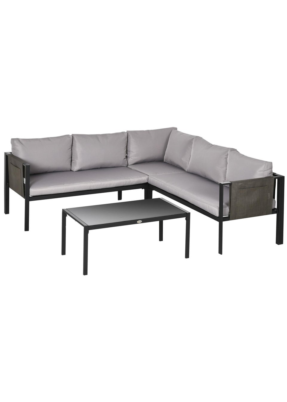 Outsunny 4 Pcs Metal Garden Sofa Set with Cushions