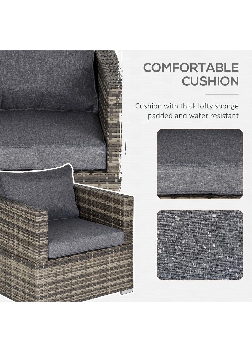Outsunny Single Seater Rattan Chair Sofa - Dark Grey