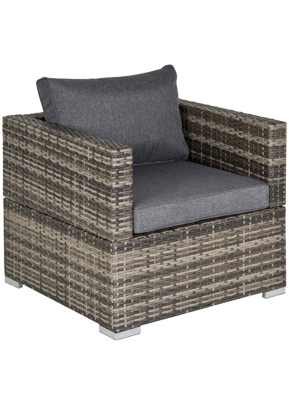 Outsunny Single Seater Rattan Chair Sofa - Dark Grey