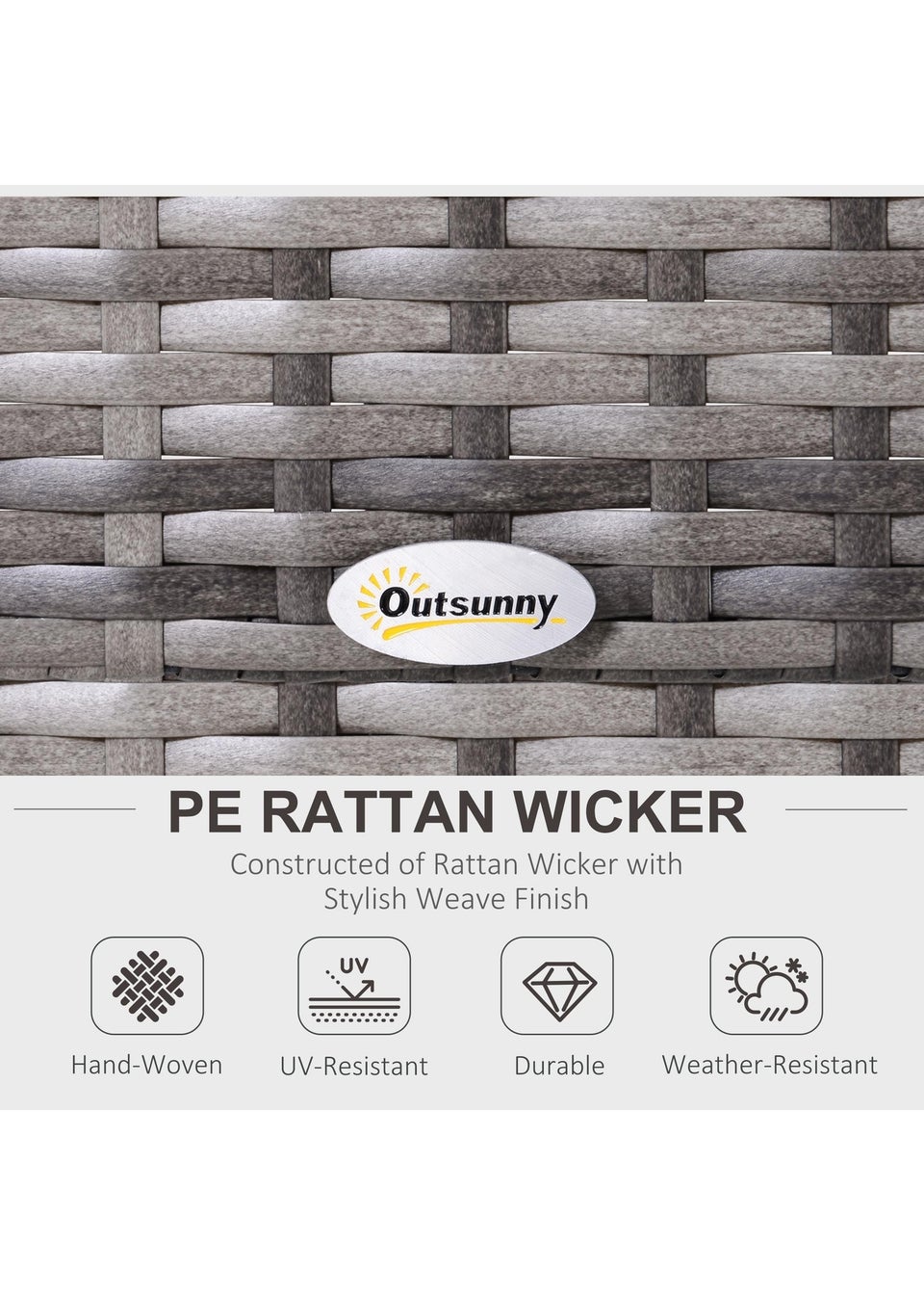 Outsunny Rattan Garden Furniture 4 Seaters - Grey