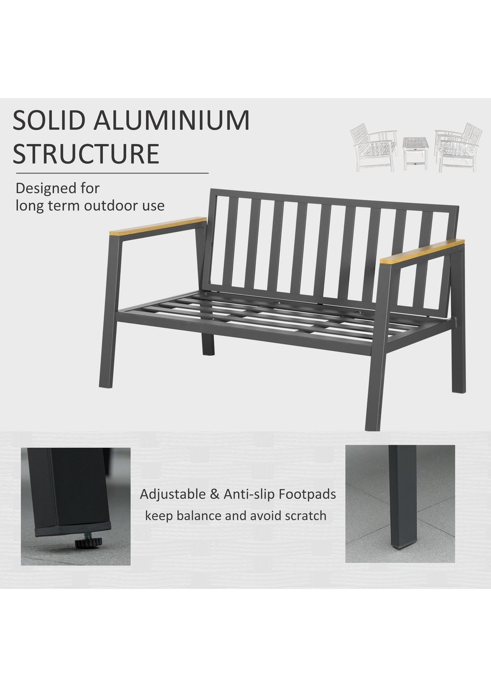Outsunny 4 Piece Outdoor Conversation Furniture Set with Coffee Table & Cushions