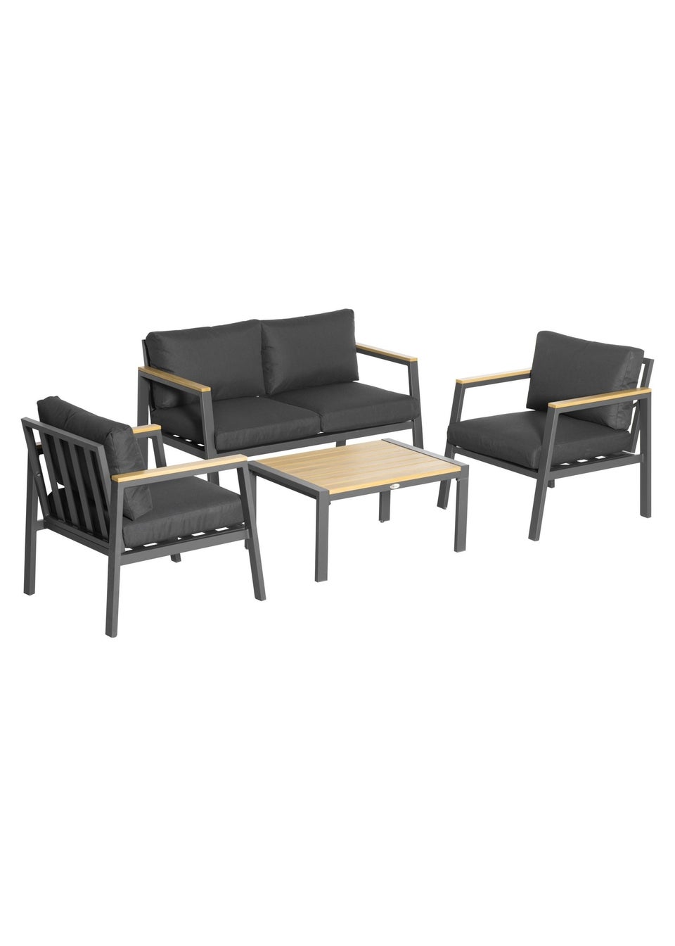 Outsunny 4 Piece Outdoor Conversation Furniture Set with Coffee Table & Cushions
