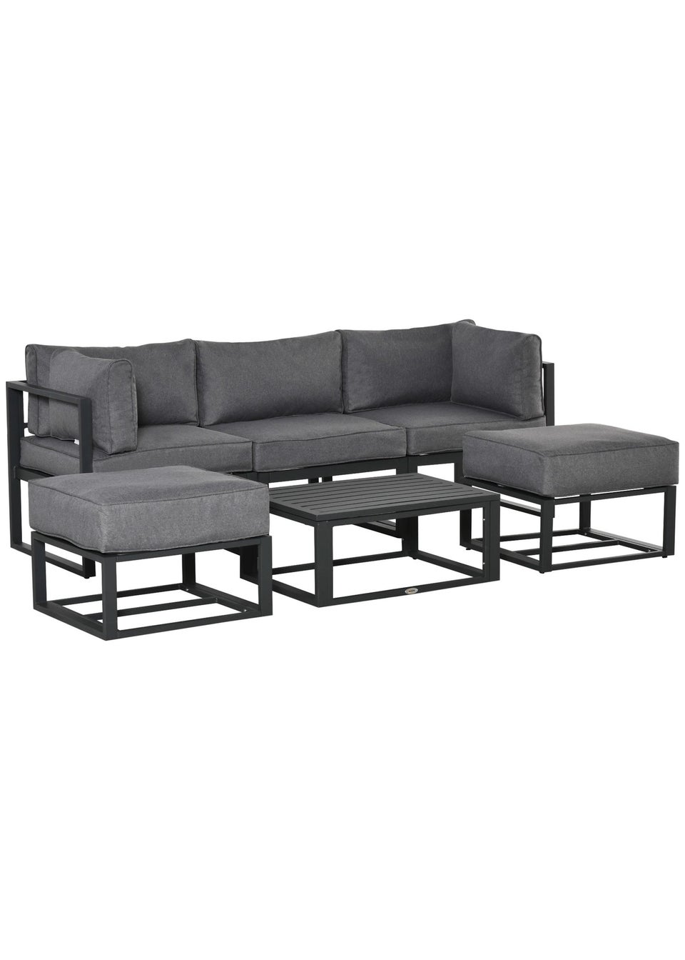 Outsunny 6 PCs Garden Daybed Aluminum Sectional Sofa Set- Grey