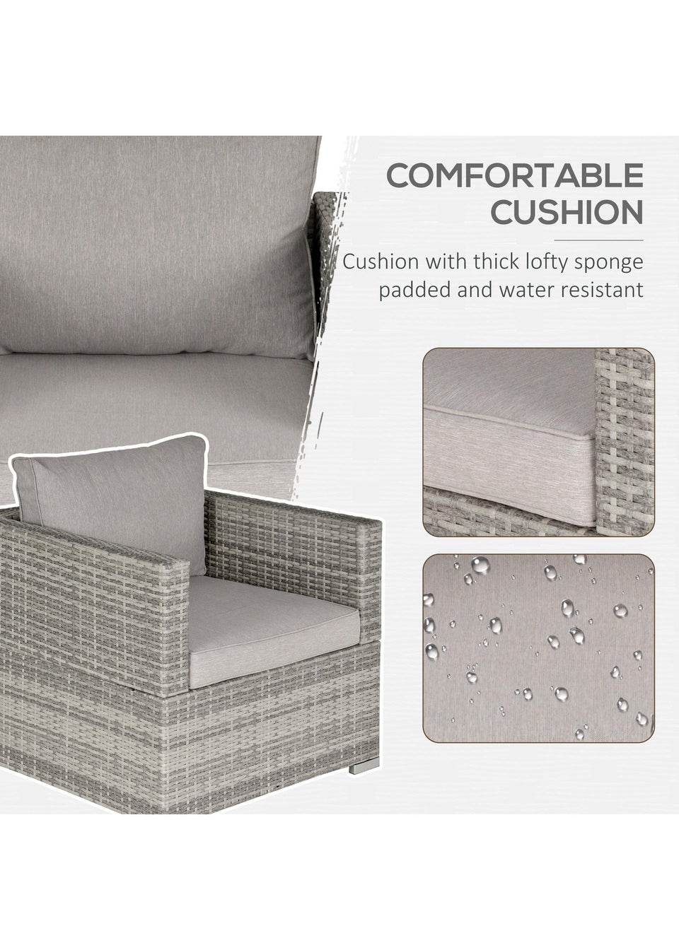 Outsunny Single Seater Rattan Chair Sofa - Grey