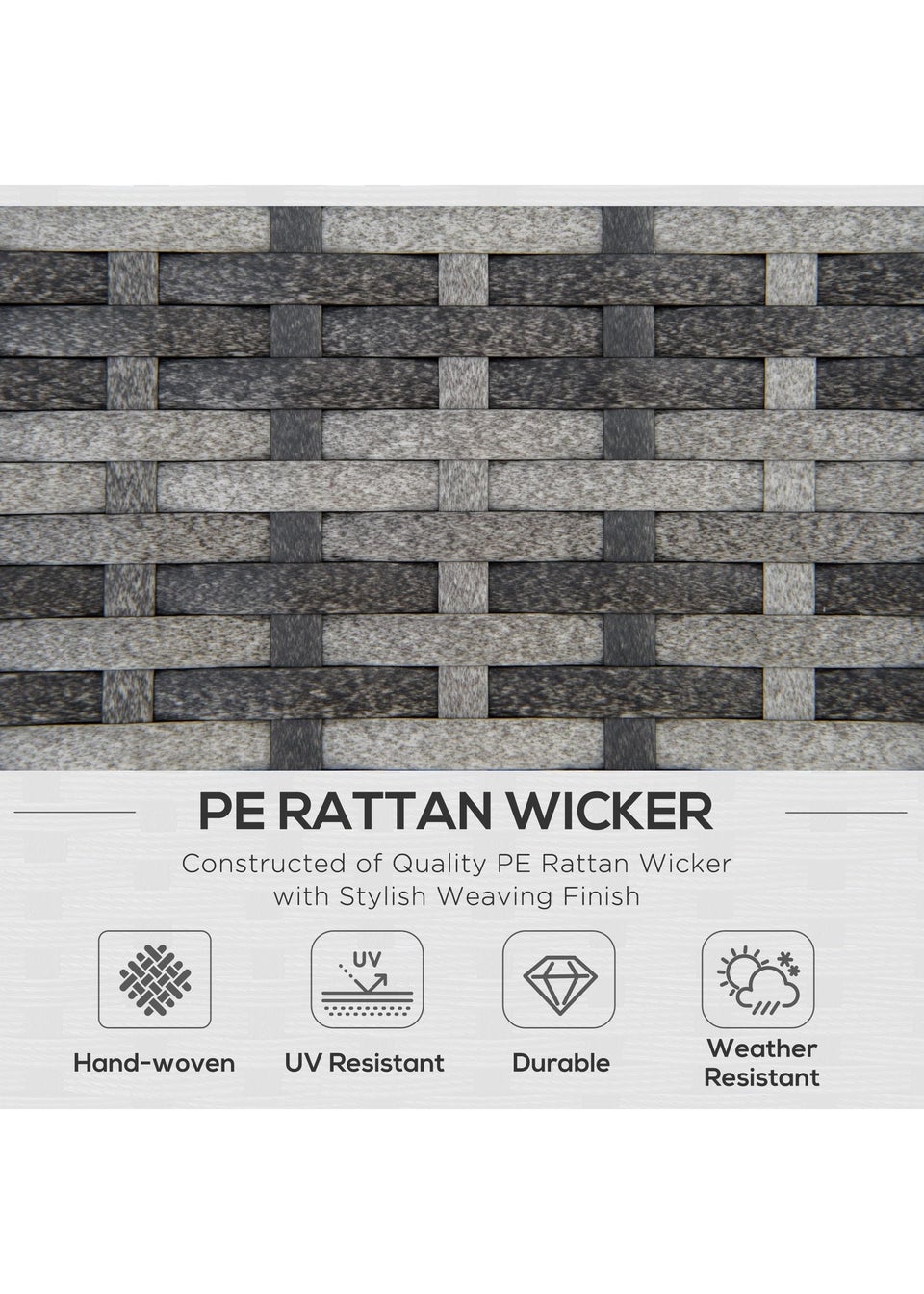 Outsunny 6PC Rattan Corner Sofa Set - Grey