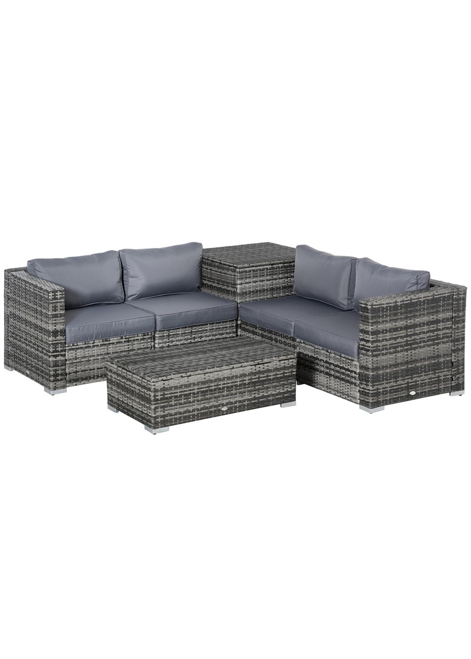 Outsunny 6PC Rattan Corner Sofa Set - Grey