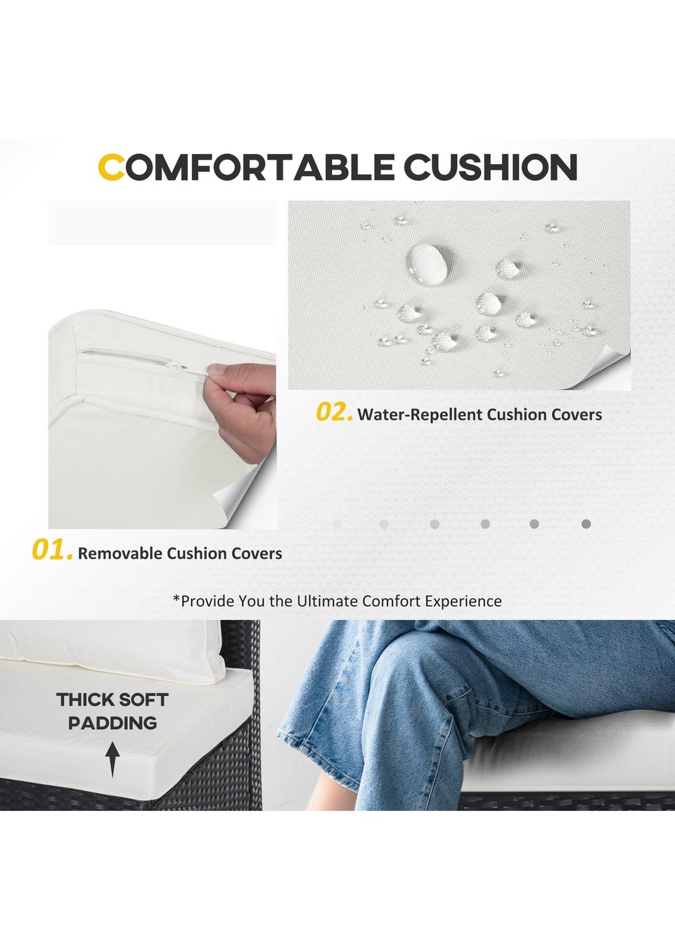 Outsunny 6PC Rattan Corner Sofa Set Black Matalan