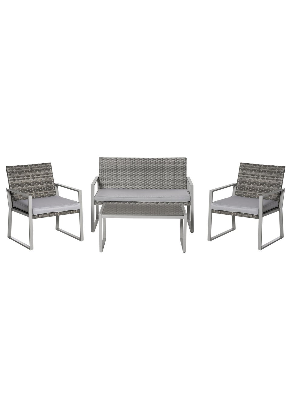 Outsunny 4PC Rattan Garden Furniture Set - Grey
