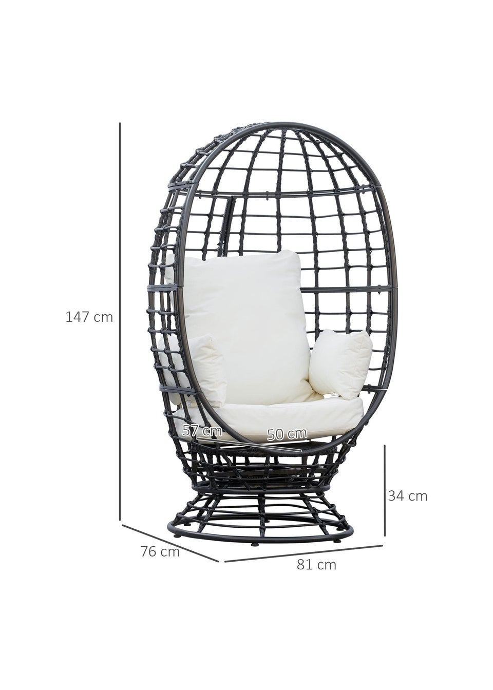 Outsunny Swivel Egg Chair - Black