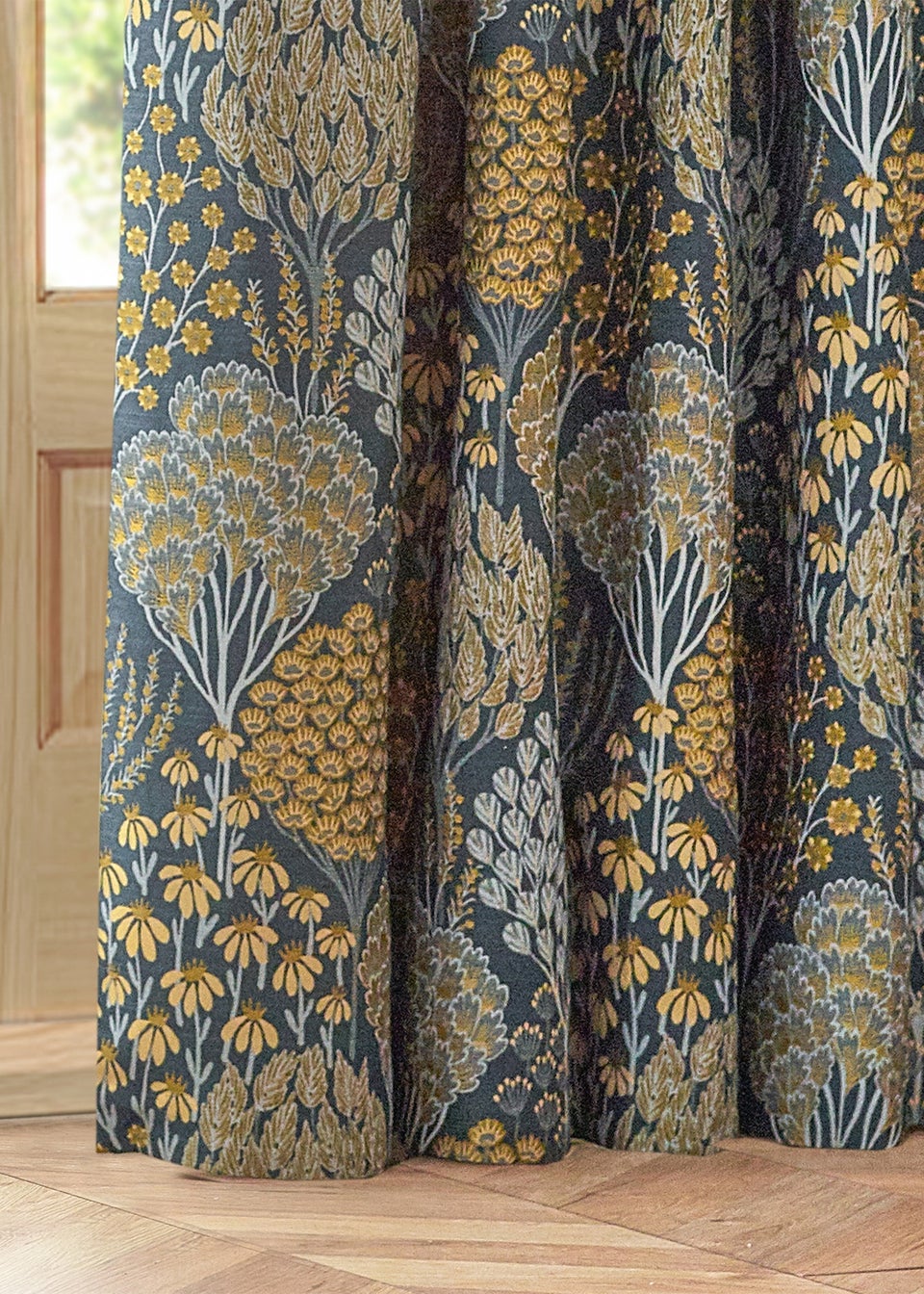 Wylder Nature Ophelia Floral Jacquard Pencil Pleat Curtains