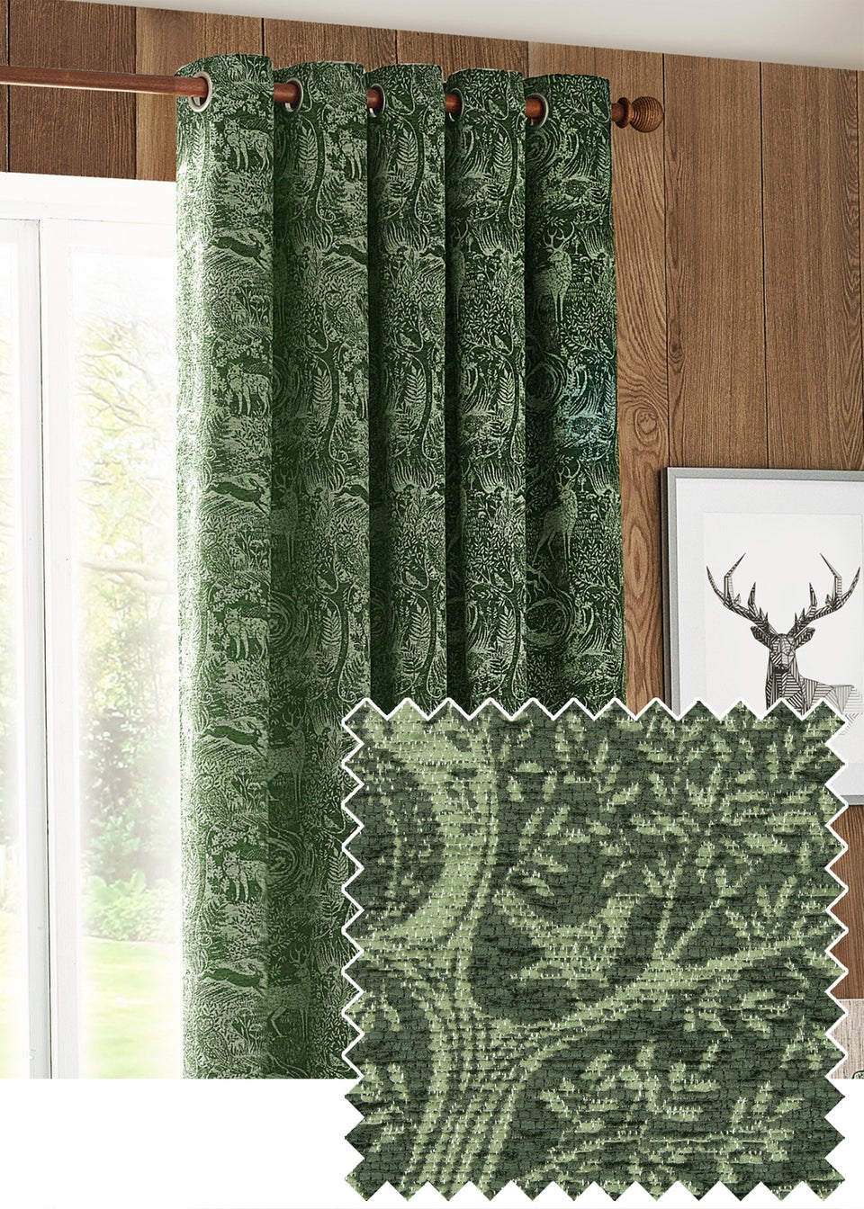 furn. Winter Woods Animal Chenille Eyelet Curtains