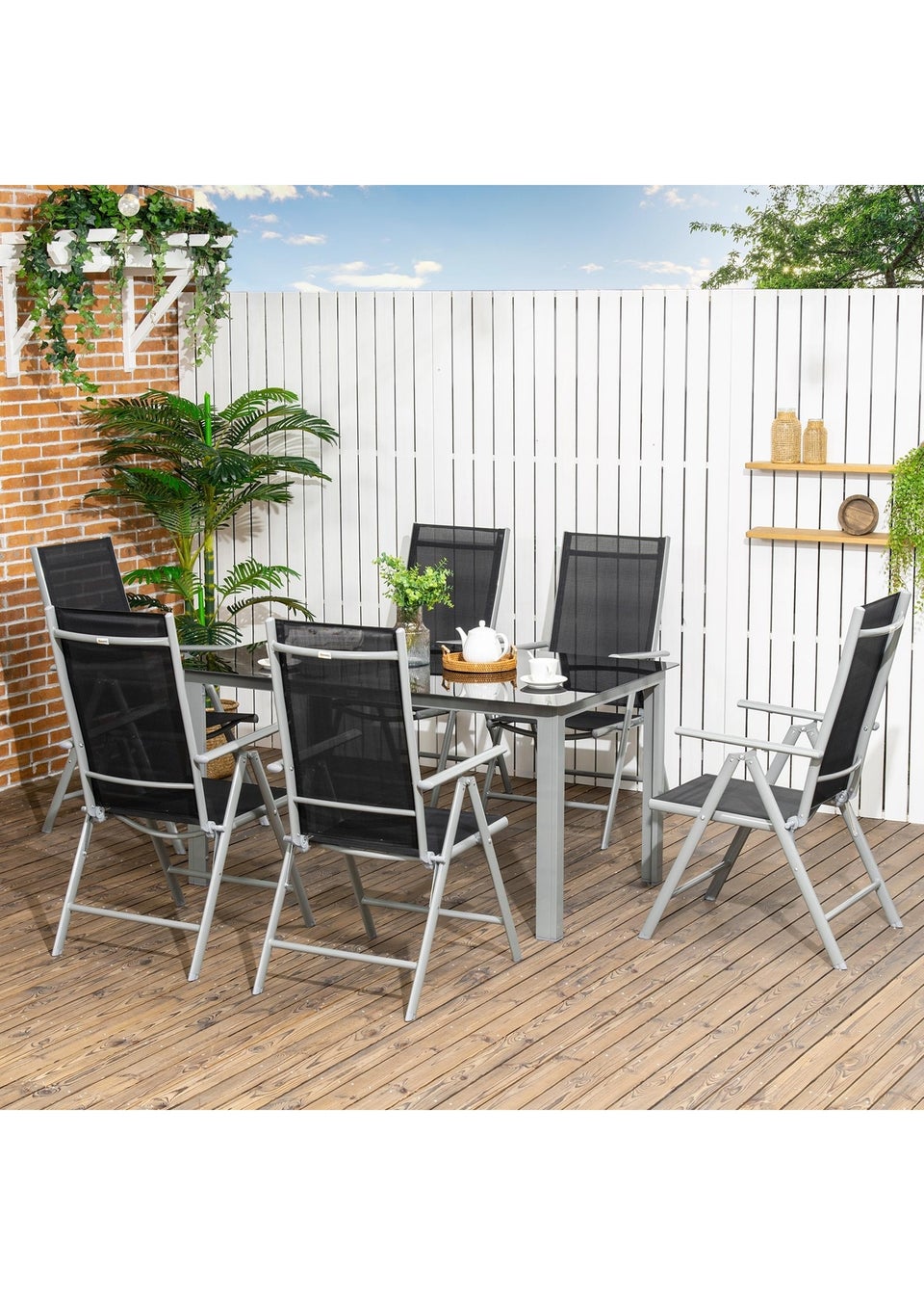 Outsunny Aluminium 7 Piece Garden Dining Set