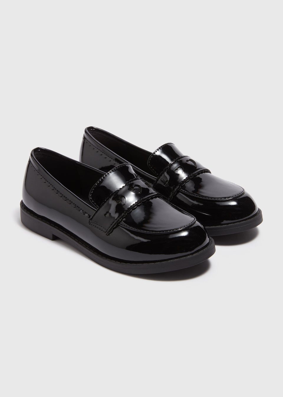 Girls Black Heart School Loafers Younger 10 Older 5 Matalan