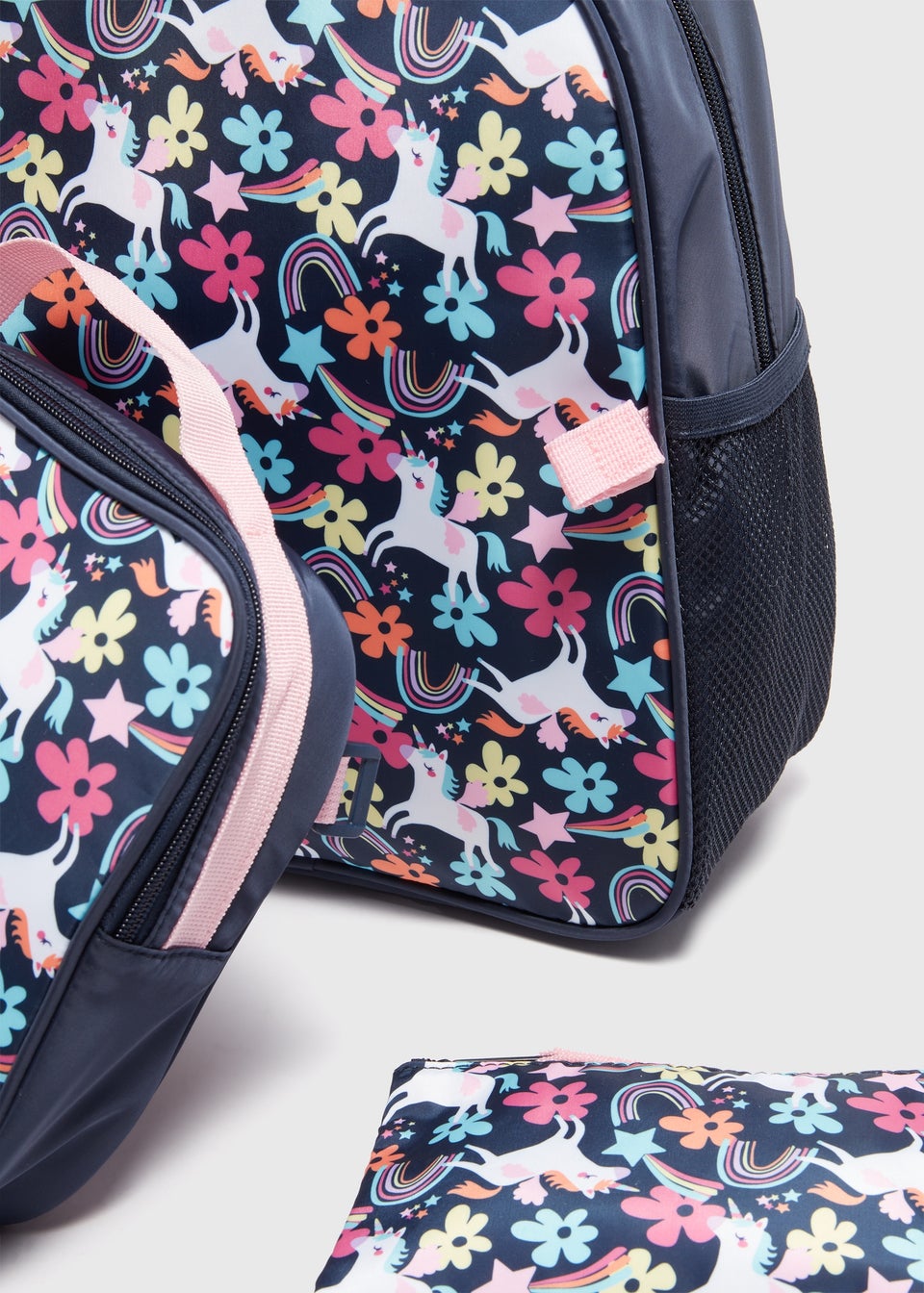 3 Pack Girls Black Unicorn Backpack Set Matalan
