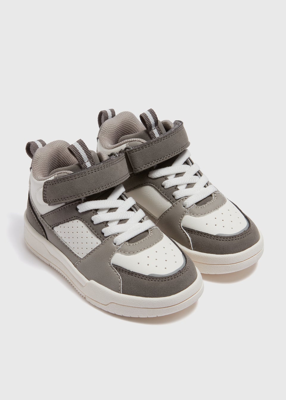 Boys Grey High Top PU Trainers (Younger 4-12)