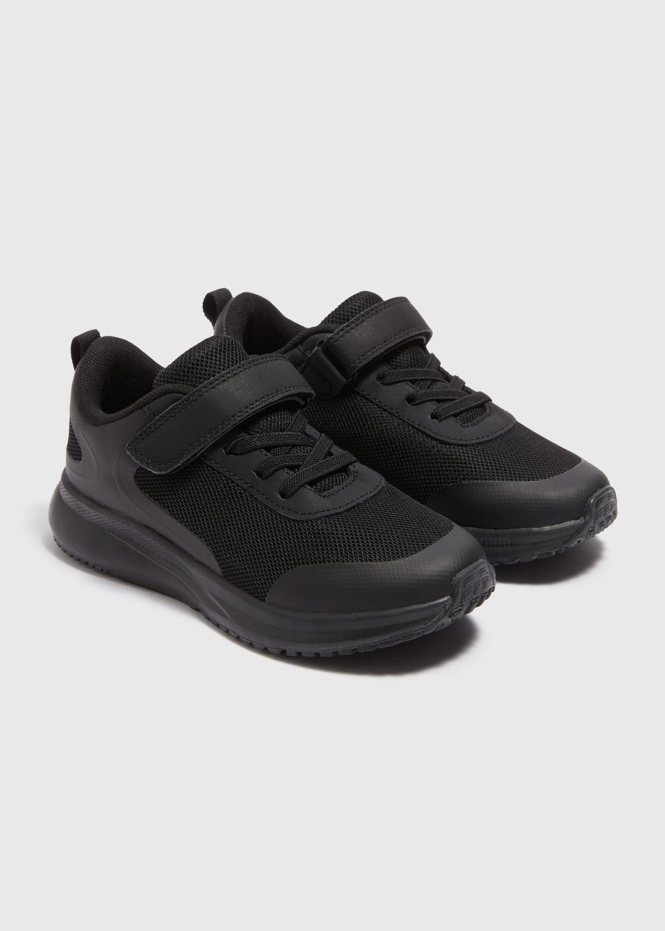 Kids Black School Lace Up Strap Trainers Younger 10 Older 6 Matalan