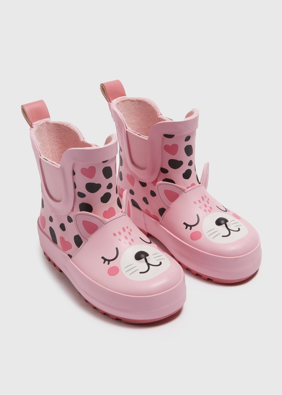 Girls Pink Cat Chelsea Wellies Younger 4 12 Matalan