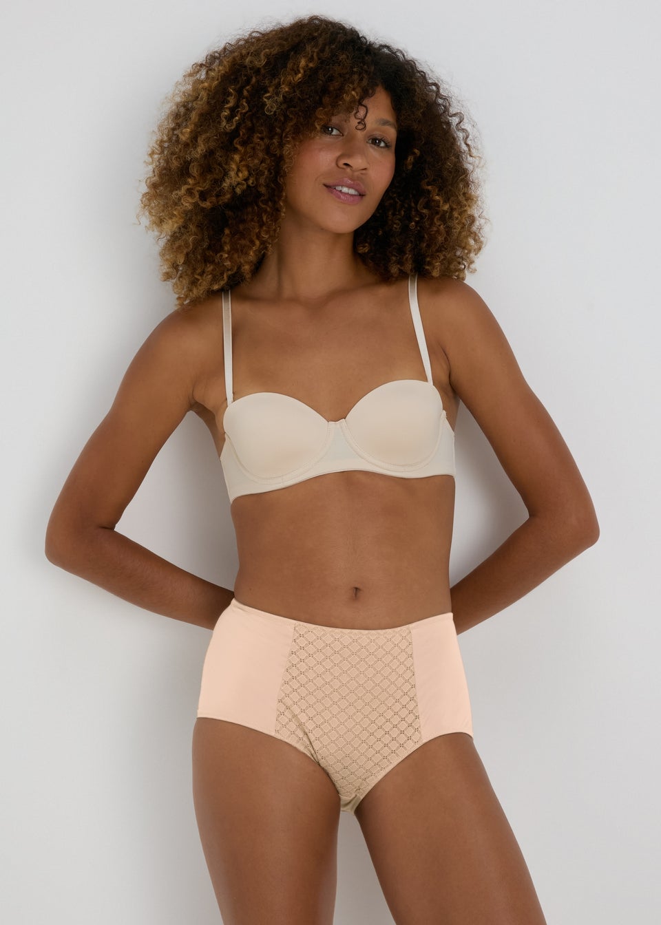3 Pack Navy Blue & Nude Geo Lace Midi Knickers