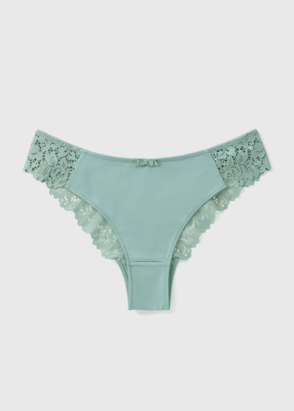 Green Lace Detail Brazilian Knickers