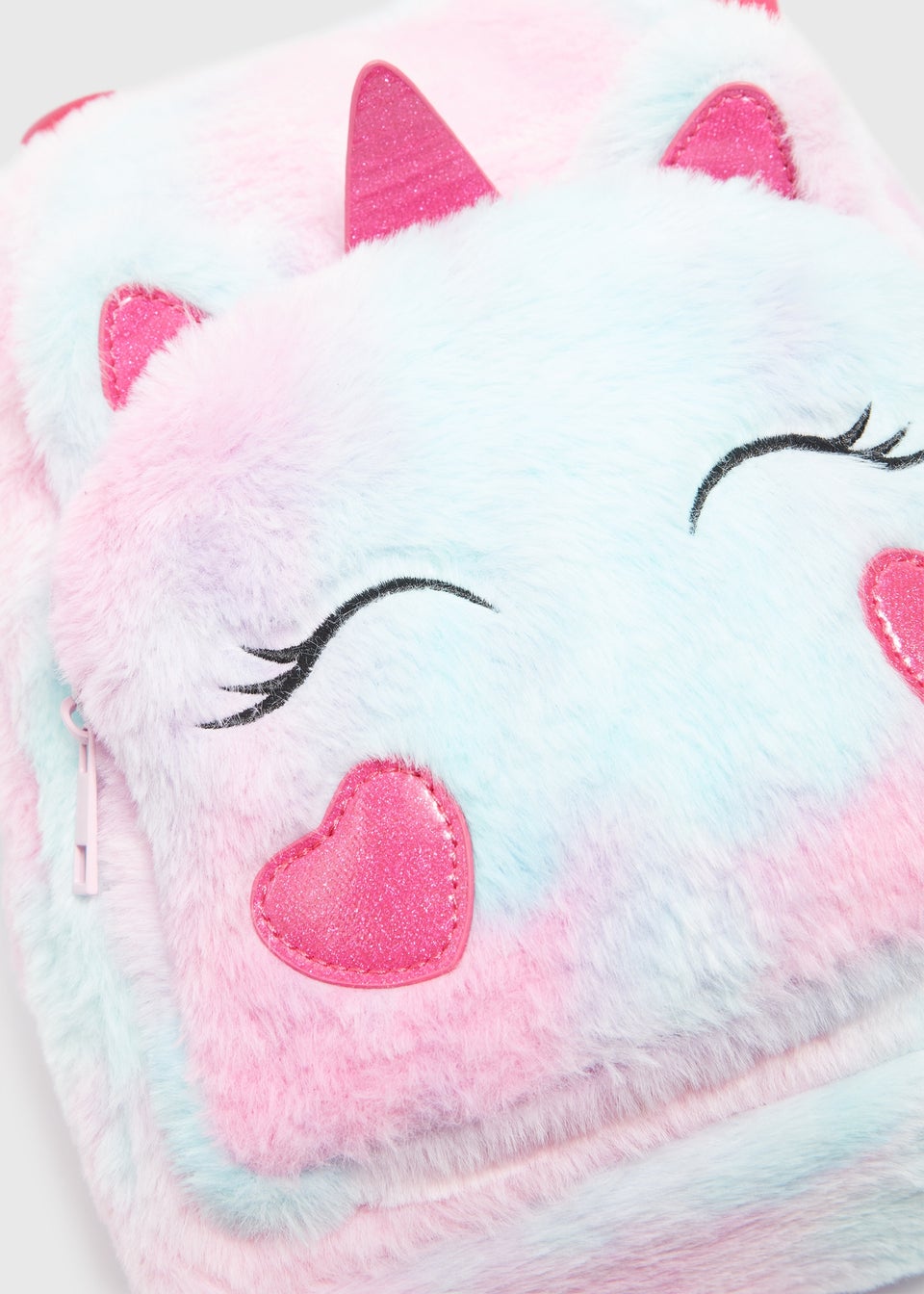 Girls Pink Faux Fur Unicorn Backpack