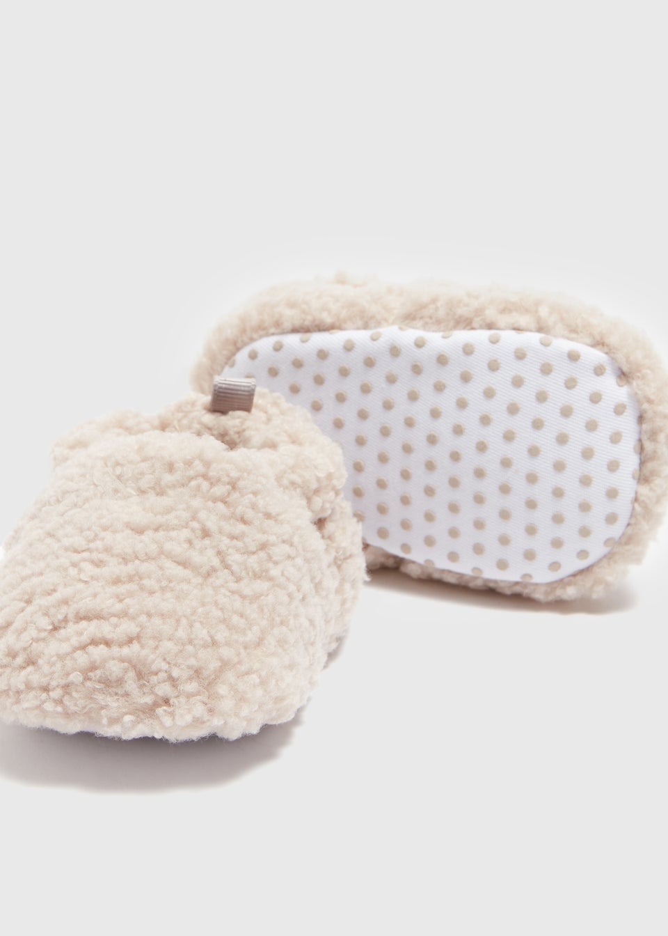 Baby Beige Fluffy Slippers Newborn 18mths Matalan