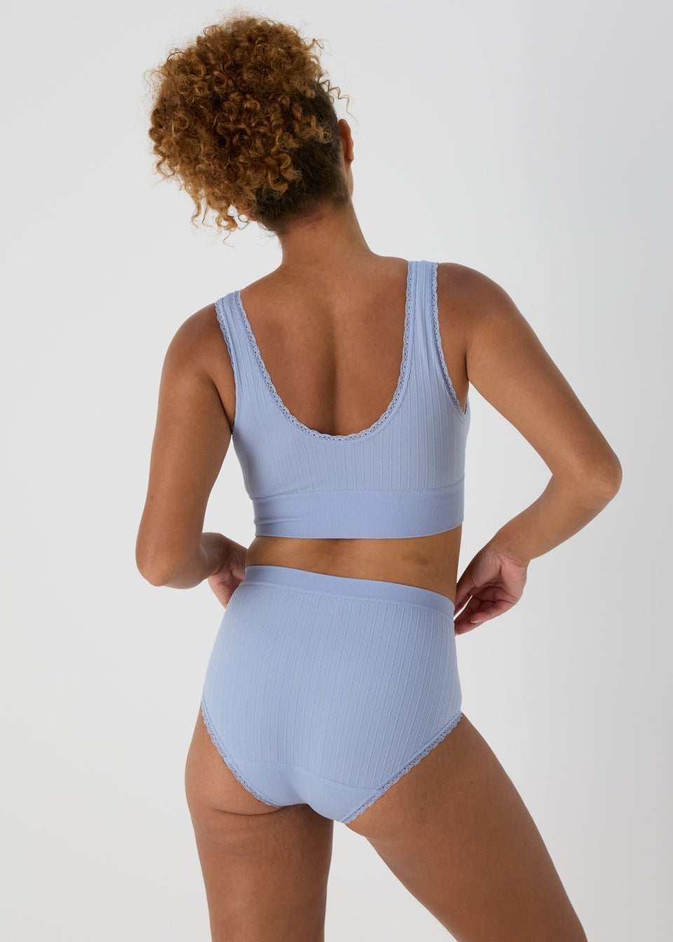 2 Pack Blue Seamless Padded Crop Bra